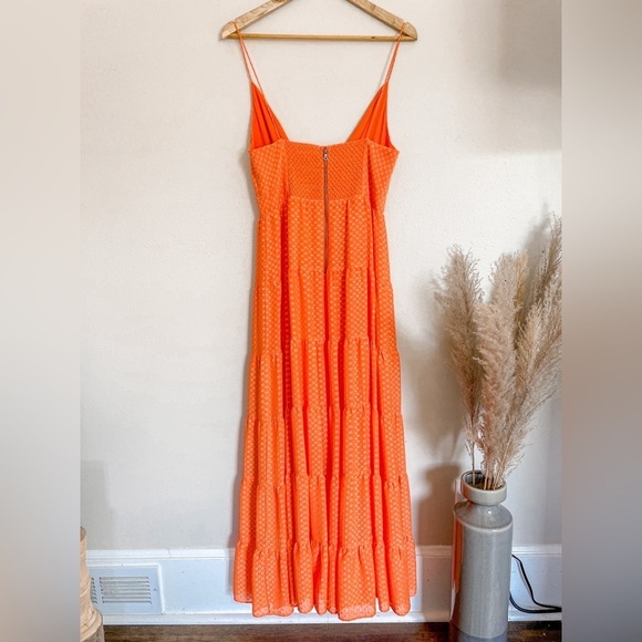 alice + oliva | Minka Tie Front Monarch Orange Tiered Maxi Dress - Picture 10 of 16
